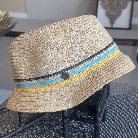 Levi’s Straw Fedora Hat M/L – Summer Beach Trilby with Multicolor Band - Picture 5 of 7